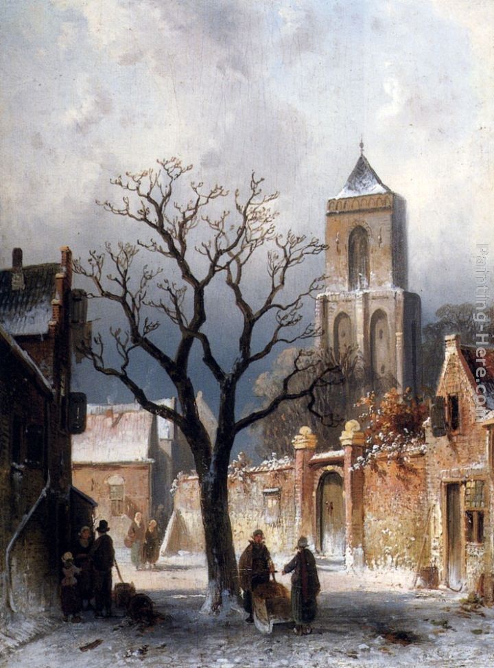 Charles Henri Joseph Leickert A Village Snow Scene